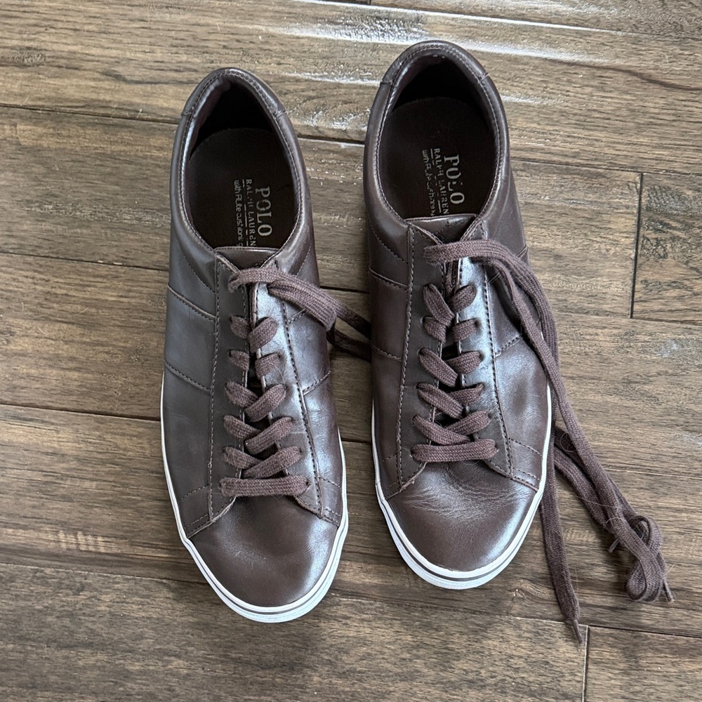 Polo by Ralph Lauren Men's Brown Leather Low-Top Sneakers